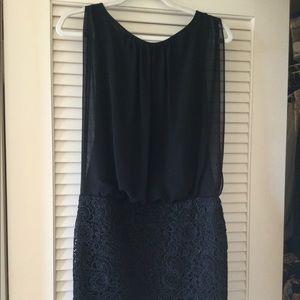 Sheer lined top with attached lace fitted skirt